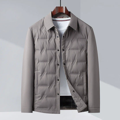 Men’s Down Jacket – Slim Fit – Insulated – Button-Up Quilted Design
