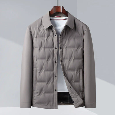 Men’s Down Jacket – Slim Fit – Insulated – Button-Up Quilted Design