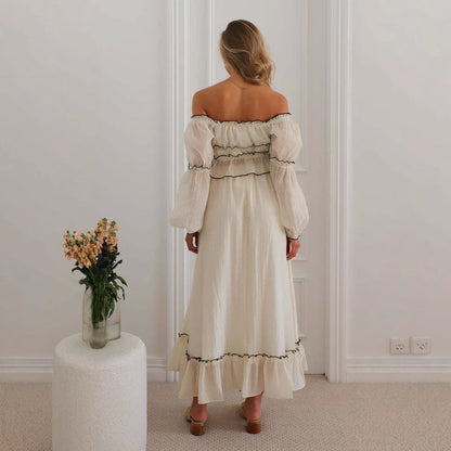 Women’s Two-Piece Set – Off Shoulder Top and Skirt – Ruffle Trim – Relaxed Fit – Boho Style