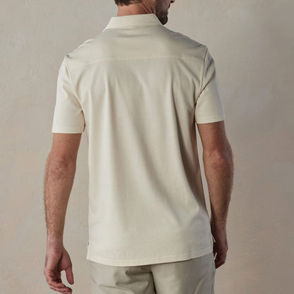 Men’s Polo Shirt – Slim Fit – Cotton Blend – V-Neck Buttoned – Striped Casual Wear