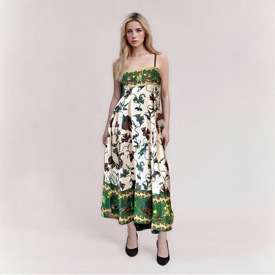 Women’s Maxi Dress – Strapless – Abstract Print – High Waist – Flowy Fit – Cotton Blend