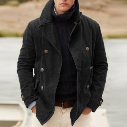 Men’s Casual Jacket – Structured Fit – Double-Breasted – High Collar