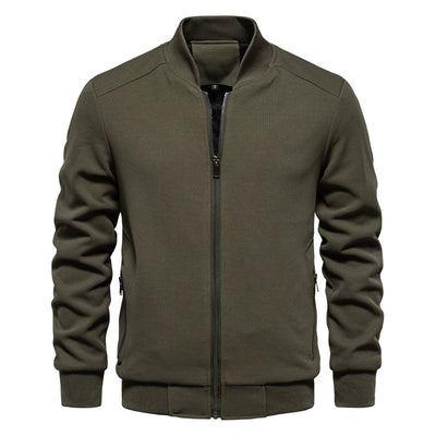 Men’s Bomber Jacket – Slim Fit – Textured Knit – Zipper Closure – Ribbed Trim
