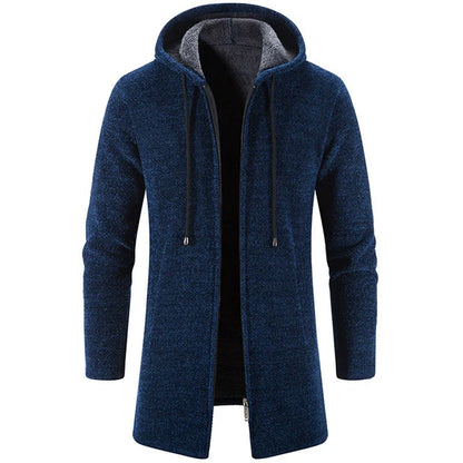 Men’s Cardigan Jacket – Chenille Knit – Hooded – Zip-Up – Relaxed Fit Casual Layer