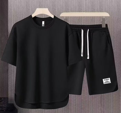 Men’s Athletic Set – Relaxed Fit – Short Sleeve Top & Drawstring Shorts – Breathable Set