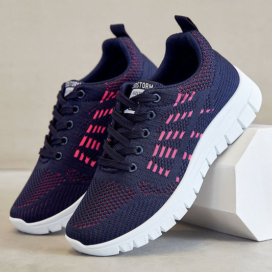 Women’s Sneakers – Breathable Knit – Low-Top Lace-Up – Cushioned Sole – Casual Fit