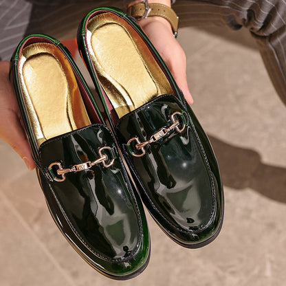Men’s Dress Loafers – Patent Leather – Slip-On – Metal Bit – Cushioned Insole