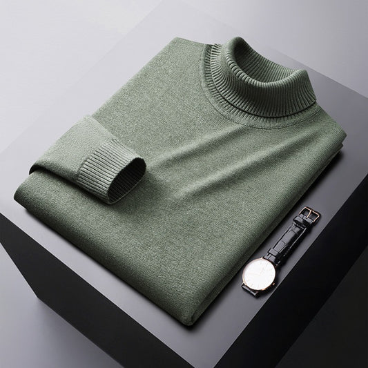 Men’s Turtleneck Sweater - Knitted - Slim Fit - Long Sleeve Warm Pullover