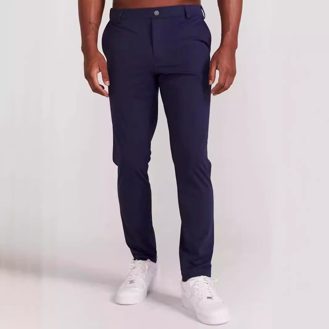 Men’s Slim Fit Trousers – Full Length – Soft Stretch Fabric – Rear Welt Pockets