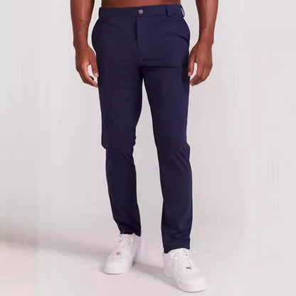 Men’s Slim Fit Trousers – Full Length – Soft Stretch Fabric – Rear Welt Pockets