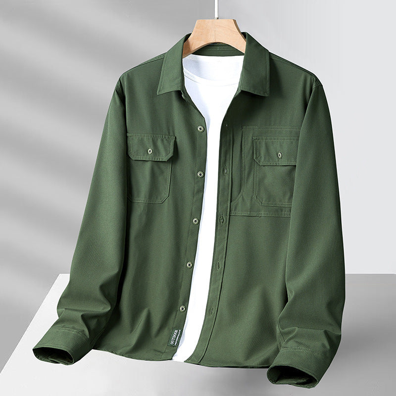 Men’s Long Sleeve Shirt – Relaxed Fit – Button-Up – Utility Pockets – Lightweight Breathable