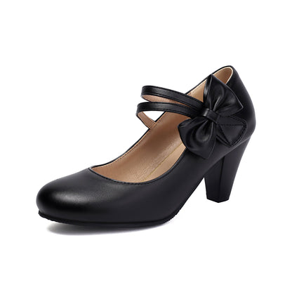 Women’s High Heel Shoes – Dual Strap – Bow Detail – Pointed Toe – Elegant Fit