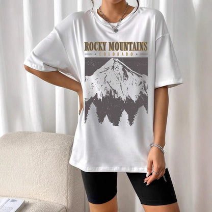 Women’s Oversized T-Shirt – Cotton Blend – Relaxed Fit – Round Neck – Graphic Print
