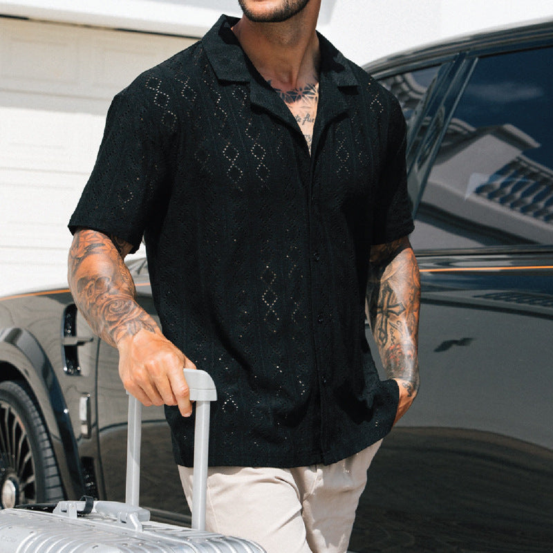 Men's Short Sleeve Shirt - Crochet Pattern - Relaxed Fit - Button-Up - Casual Wear