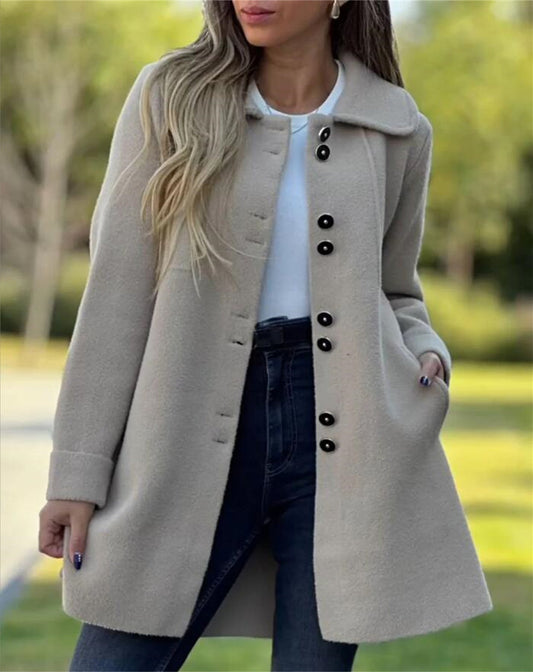 Women’s Coat – Tailored Fit – Structured Silhouette – Single-Breasted – Thigh Length