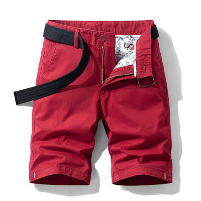 Men’s Knee-Length Shorts – Breathable Blend – Casual Fit – Belted with Side Pockets
