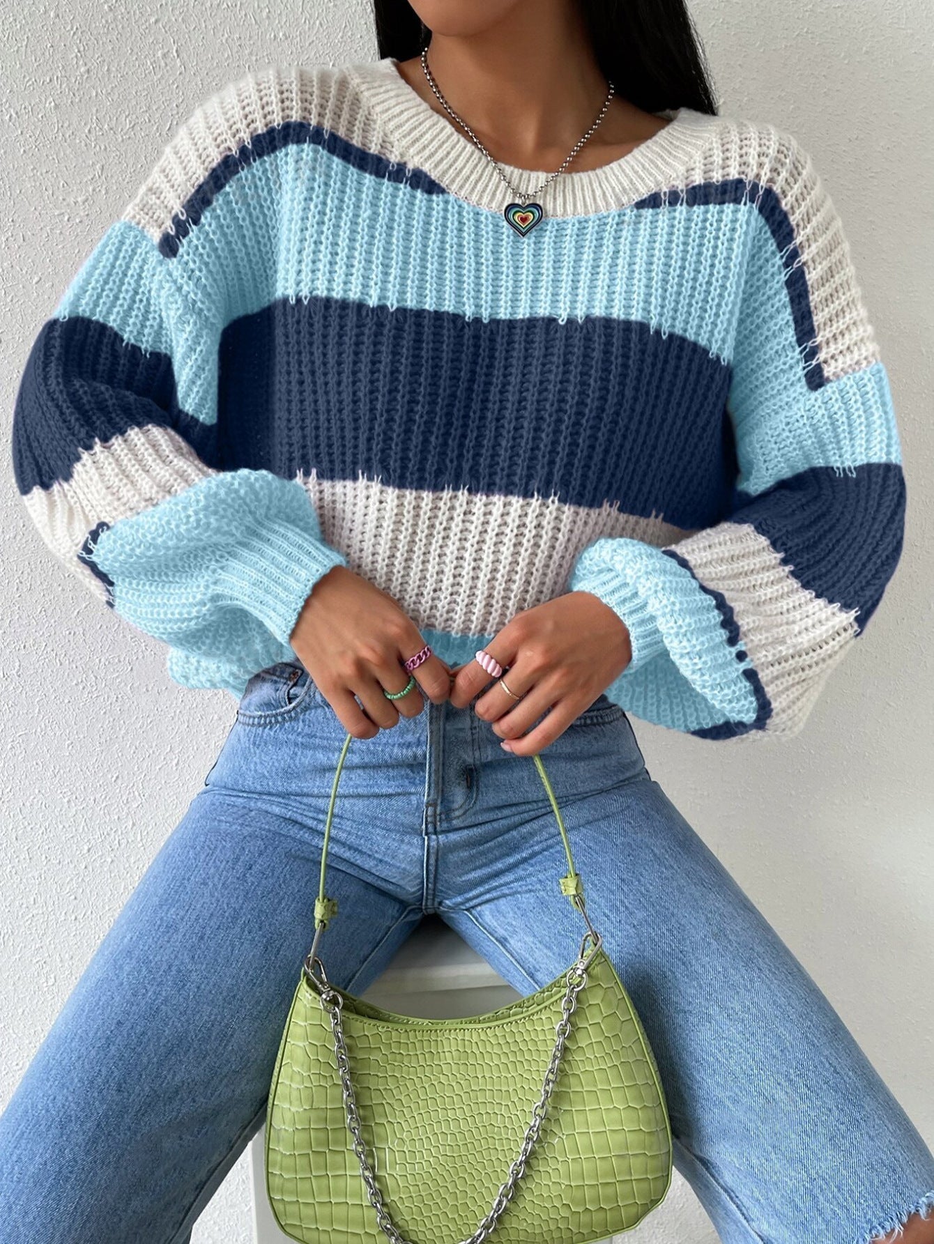 Women’s Pullover Sweater – Chunky Knit – Oversized Fit – Long Sleeve Casual Crew Neck