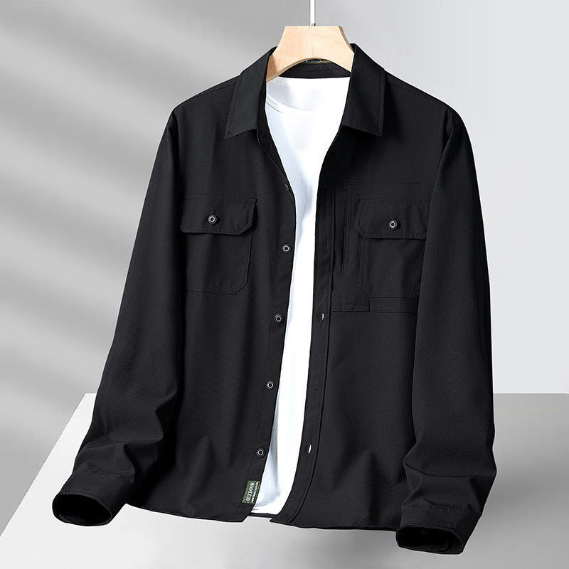 Men’s Long Sleeve Shirt – Relaxed Fit – Button-Up – Utility Pockets – Lightweight Breathable