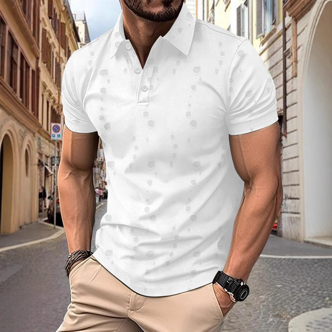 Men’s Polo Shirt – Slim Fit – Cotton Blend – Distressed Design – Casual Wear
