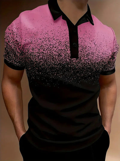Men’s Polo Shirt – Slim Fit – Gradient Print – Soft Breathable Blend – Casual Style