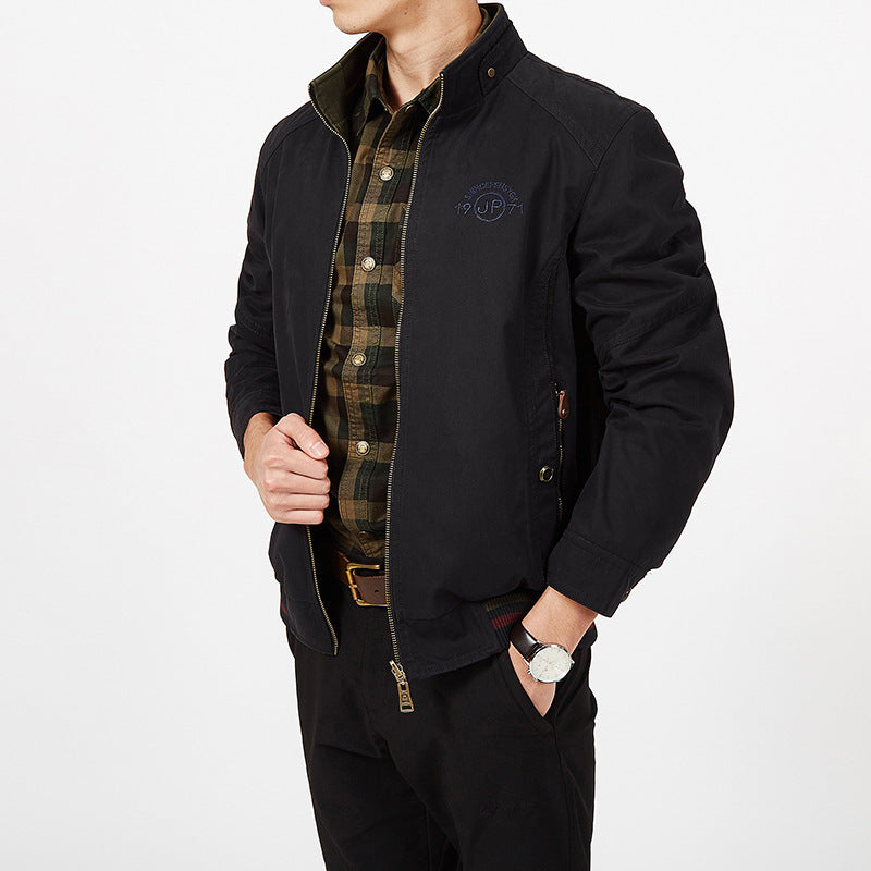 Men’s Reversible Jacket – Cotton Blend – Standard Fit – Zip Front – Side Pockets