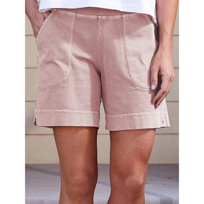 Women’s Shorts – Relaxed Fit – Breathable Blend – Side Pockets – Mid-Thigh Length