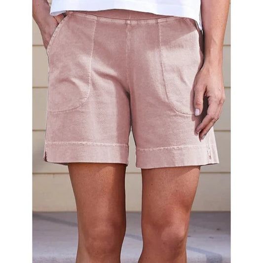 Women’s Shorts – Relaxed Fit – Breathable Blend – Side Pockets – Mid-Thigh Length