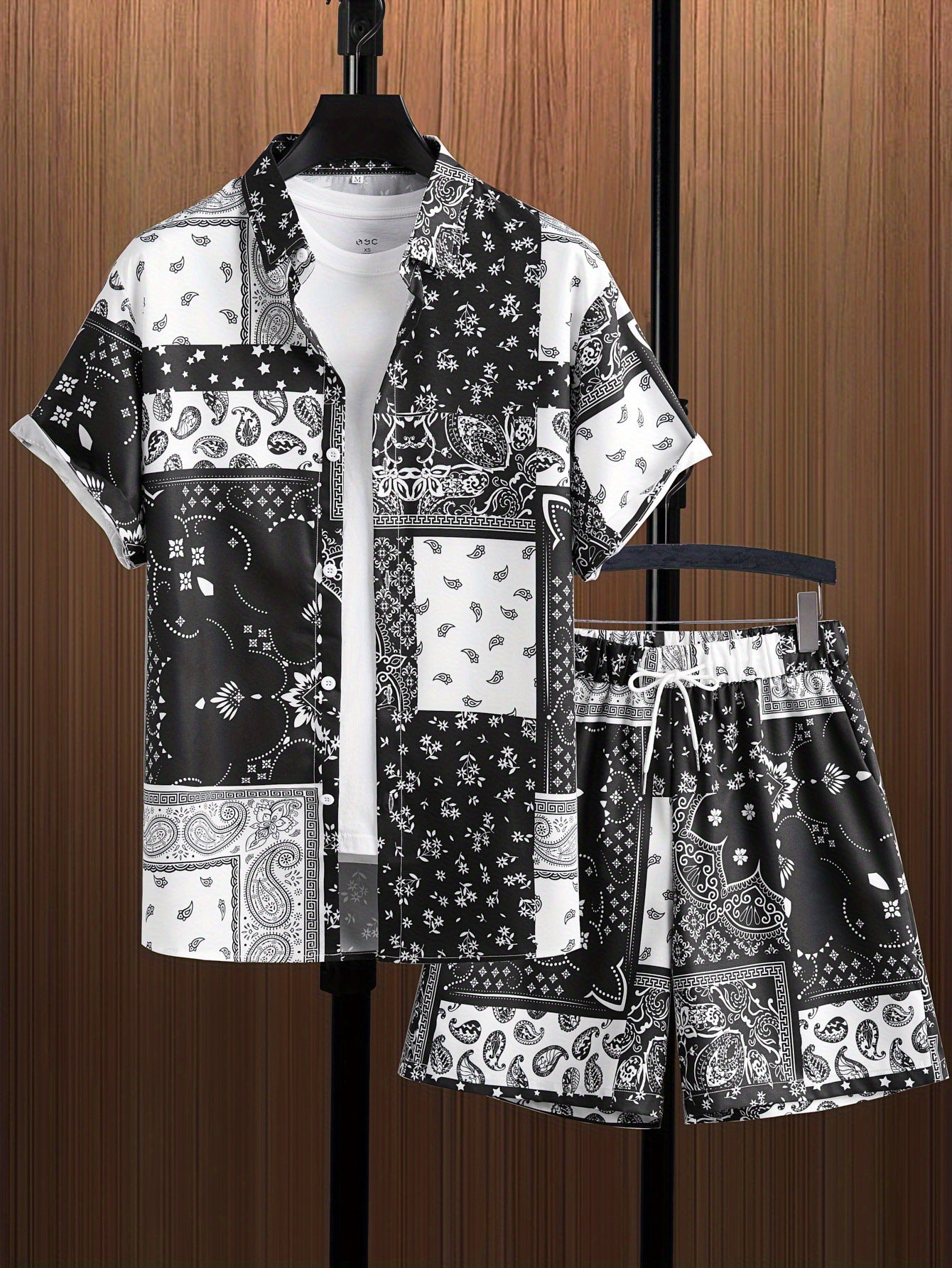 Men's short sleeve shirt and shorts two-piece set