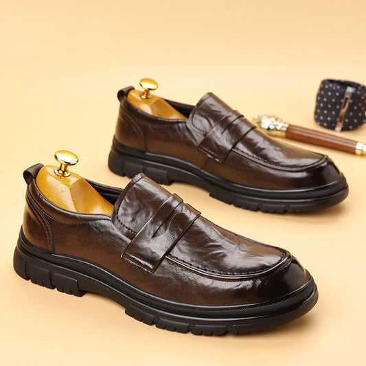 Men’s Leather Loafers – Slip-On Penny Strap – Streamlined Comfort Fit – Smart Casual