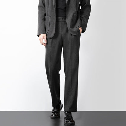 Men's Tailored Trousers – Wool Blend – Slim Fit – Full Length Formal Wear