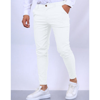 Men’s Tailored Trousers – Slim Fit – Tapered Leg – Stretch Fabric – Smart Casual