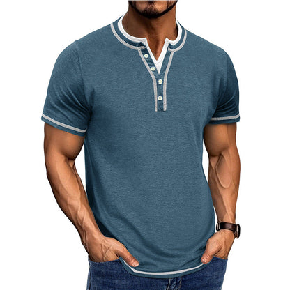 Men’s Henley Shirt – Cotton – Classic Fit – Ribbed Trim – Short Sleeve Casual Wear