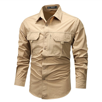 Men’s Outdoor Shirt - Long Sleeve Button Down - Multi Pocket Design