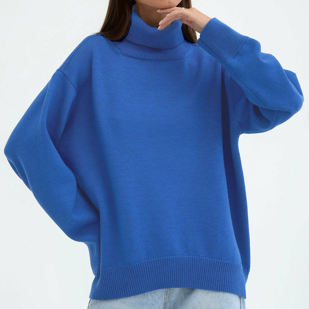 Women's oversized turtleneck basic knit sweater