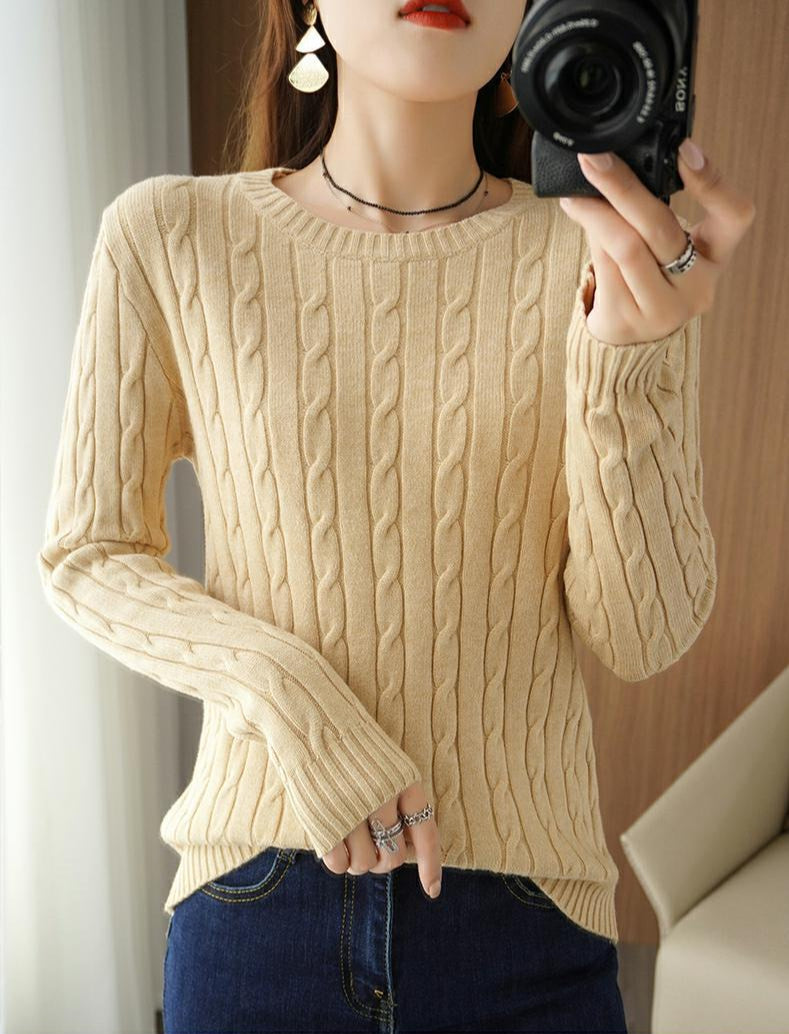 Womens winter cable knit pullover sweater