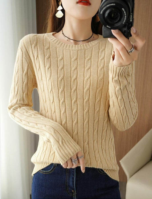 Womens winter cable knit pullover sweater