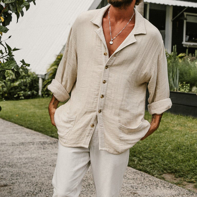 Men’s Button-Up Shirt – Relaxed Fit – Casual Long Sleeve