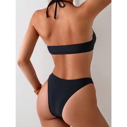 Women’s Bikini Set – Halter Top – High Waist – Buckle Detail – Stretch Fabric