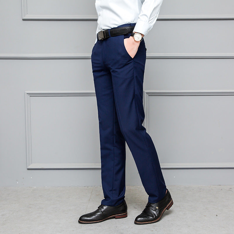 Men’s Business Trousers – Slim Fit – Flat Front – Stretch – Wrinkle-Resistant – Full Length