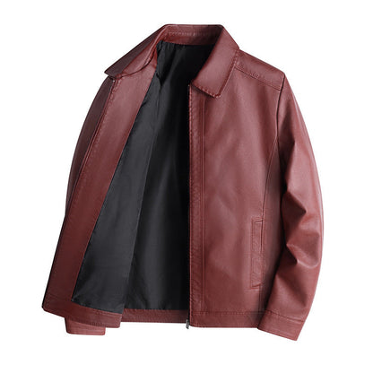 Men’s PU Leather Jacket – Tailored Fit – Stand Collar – Zip Front – Smart Casual