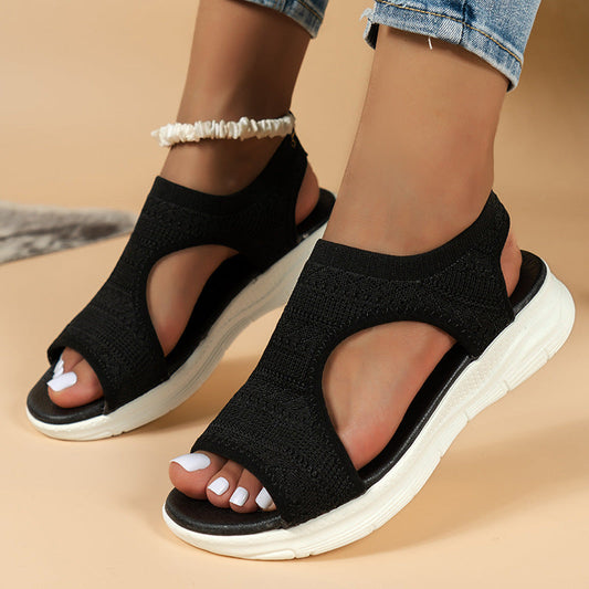 Women’s Ortho Sandals – Knit Upper – Slip-On – Open Toe – Cushioned Sport Sole