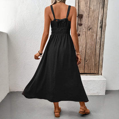 Women’s A-Line Dress – Sleeveless – Elastic Waist – Midi Length - Flowy Design