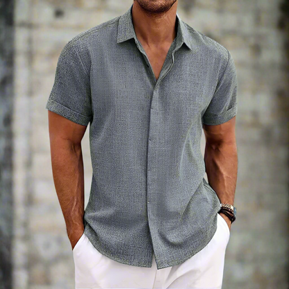 Men’s Short-Sleeve Shirt – Relaxed Fit – Breathable Blend – Button-Down Casual Wear