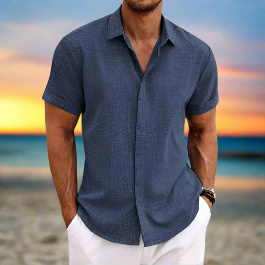 Men’s Short-Sleeve Shirt – Relaxed Fit – Breathable Blend – Button-Down Casual Wear