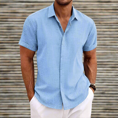 Men’s Short-Sleeve Shirt – Relaxed Fit – Breathable Blend – Button-Down Casual Wear