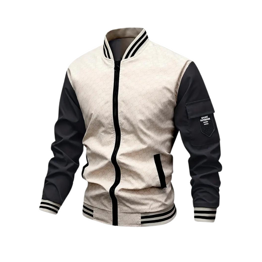 Men’s Bomber Jacket – Regular Fit – Zipper Front – Ribbed Trim – Patch Pocket