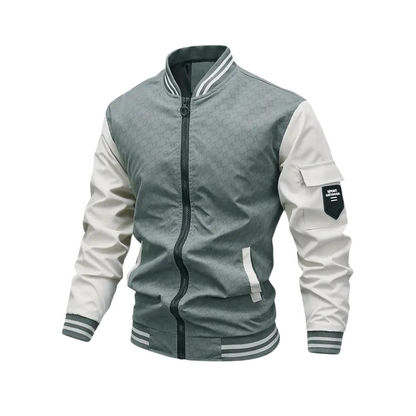 Men’s Bomber Jacket – Regular Fit – Zipper Front – Ribbed Trim – Patch Pocket