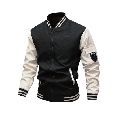 Men’s Bomber Jacket – Regular Fit – Zipper Front – Ribbed Trim – Patch Pocket