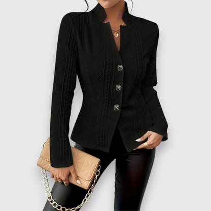 Women’s Jacket – Structured Fit – Soft Knit Texture – Cable Stitch – Button Front