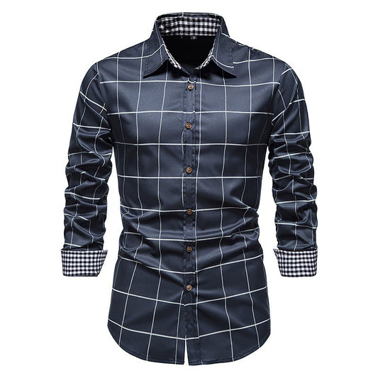 Men's Plaid Dress Shirt - Slim Fit Long Sleeve Button-Up Casual Shirt